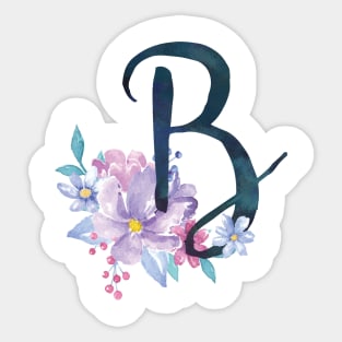 Floral Monogram B Pretty Lilac Bouquet Sticker